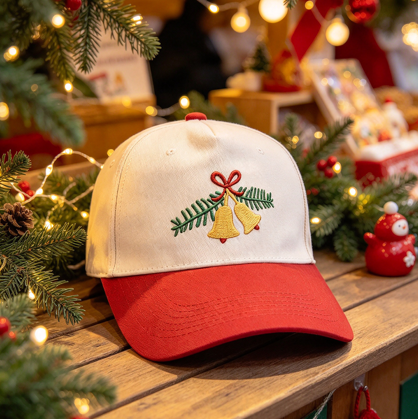 Red 3D Embroidered Christmas Baseball Cap for Women