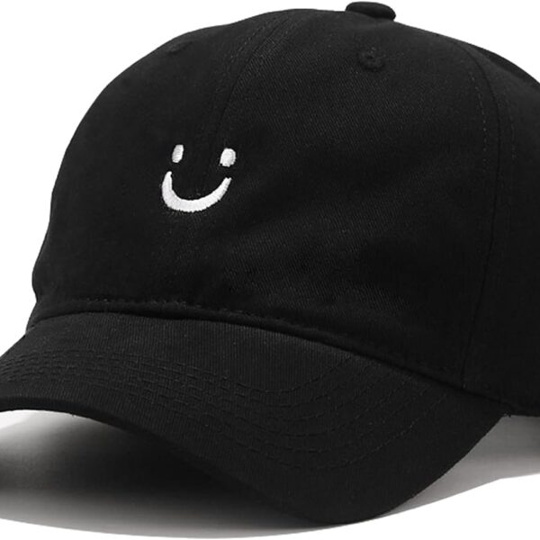 Low-Profile Unstructured Smile Face Cotton Baseball Cap