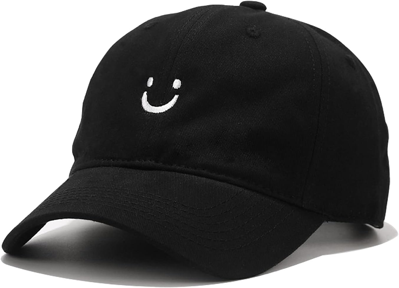 Low-Profile Unstructured Smile Face Cotton Baseball Cap