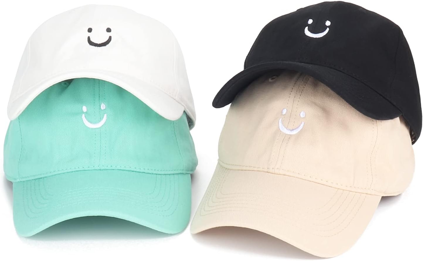 Low-Profile Unstructured Smile Face Cotton Baseball Cap - Image 2