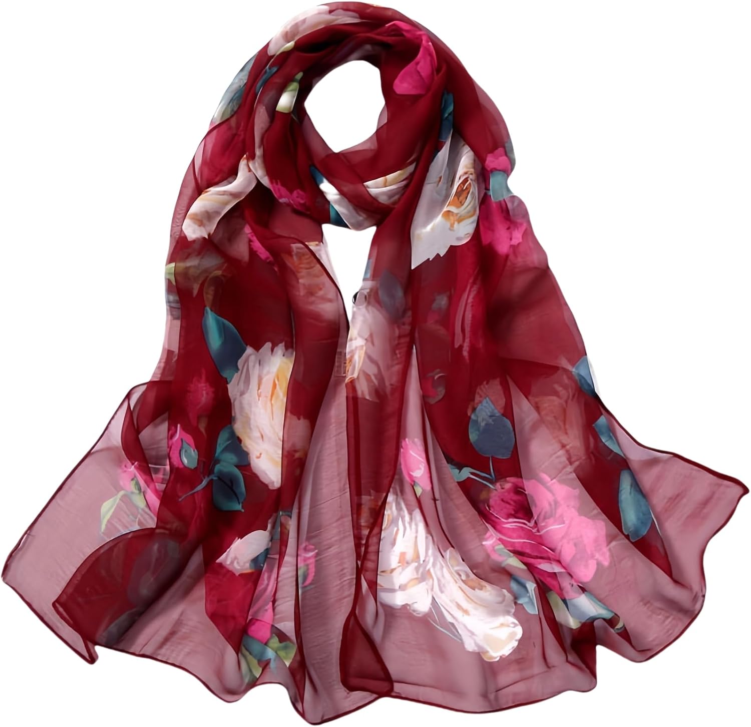 Lightweight Floral Scarf and Head Wrap