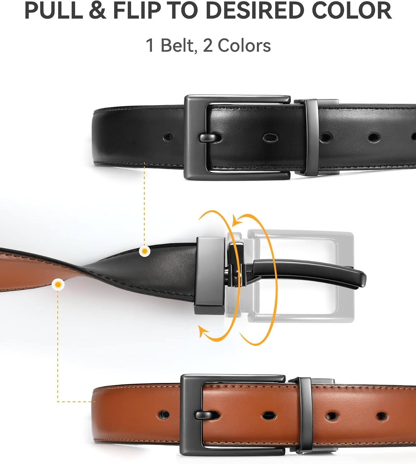 Men’s Reversible Leather Dress Belt, 1¼-Inch - Image 2