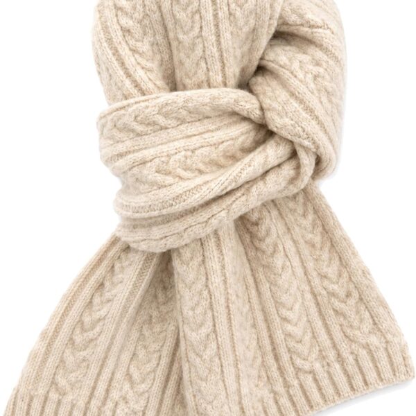 Cable-Knit Wool-Blend Chunky Scarf for Adults