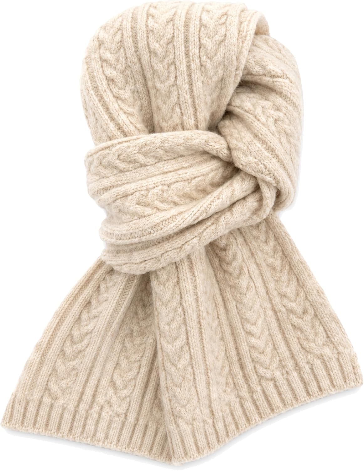Cable-Knit Wool-Blend Chunky Scarf for Adults