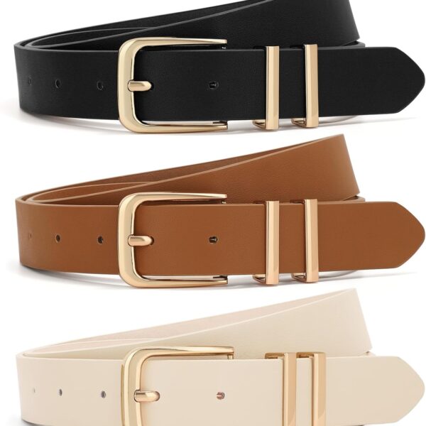Three-Piece Women’s Leather Waist Belt Set