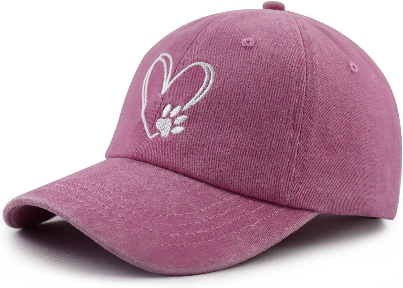 Cotton Baseball Cap with Dog Paw Heart Motif - Image 2