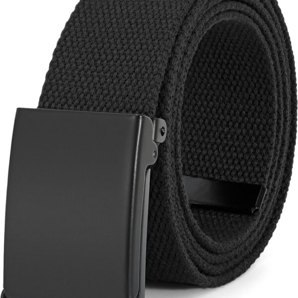 Black Canvas Web Belt with Flip-Top Buckle