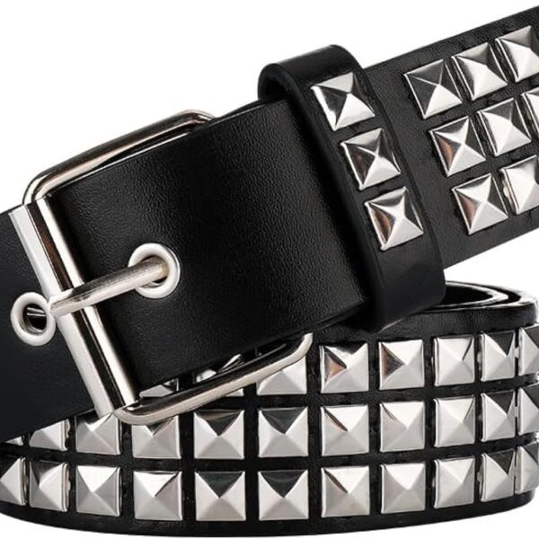Black Studded Punk Belt with Pyramid Studs