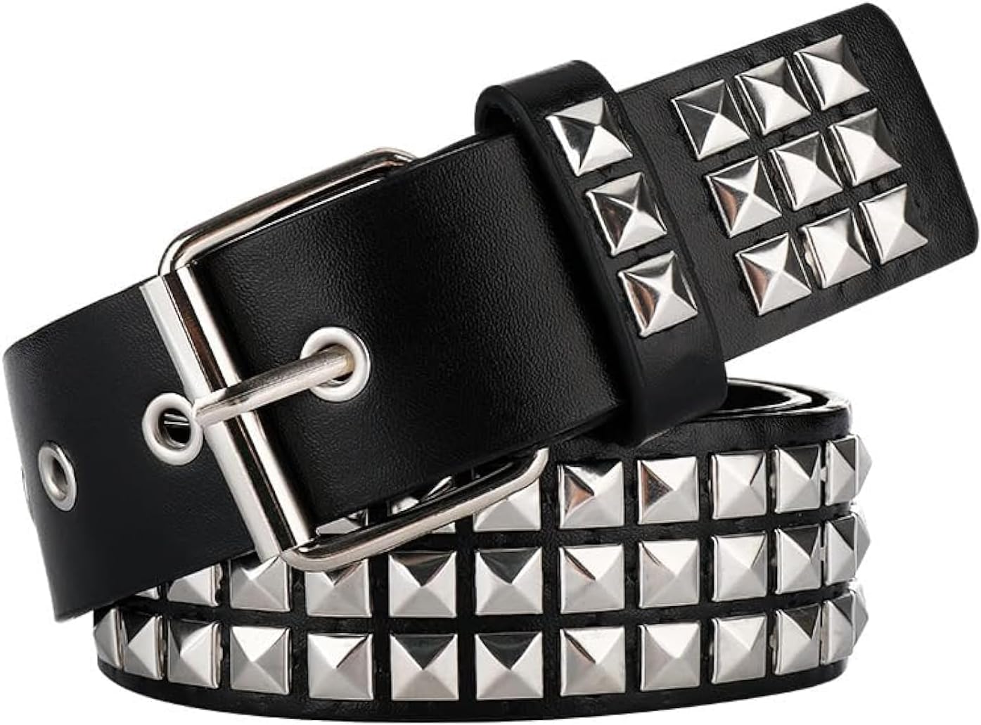 Black Studded Punk Belt with Pyramid Studs