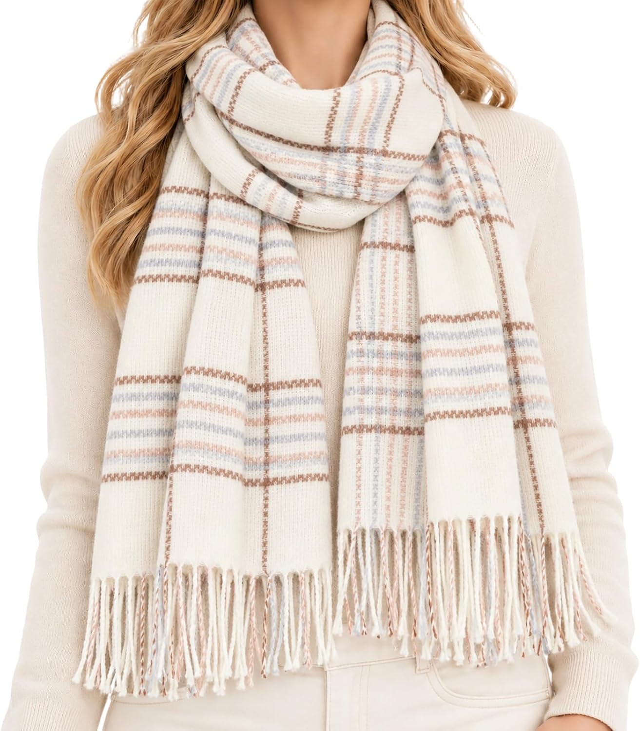 Women’s Oversized Checked Plaid Winter Shawl Wrap