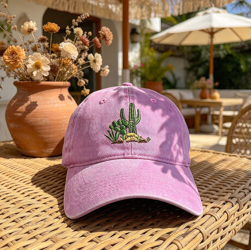 Embroidered Cactus Cherry Baseball Cap for Adults