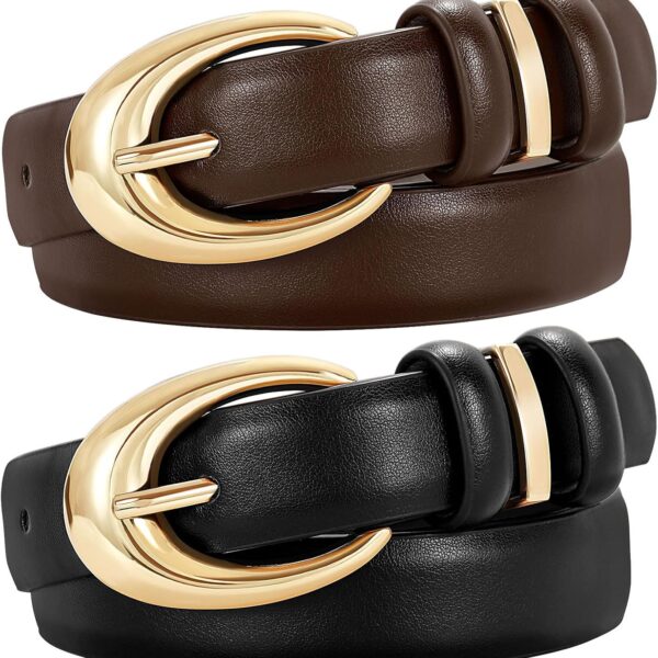 Two-Piece Women’s Faux Leather Belt Set