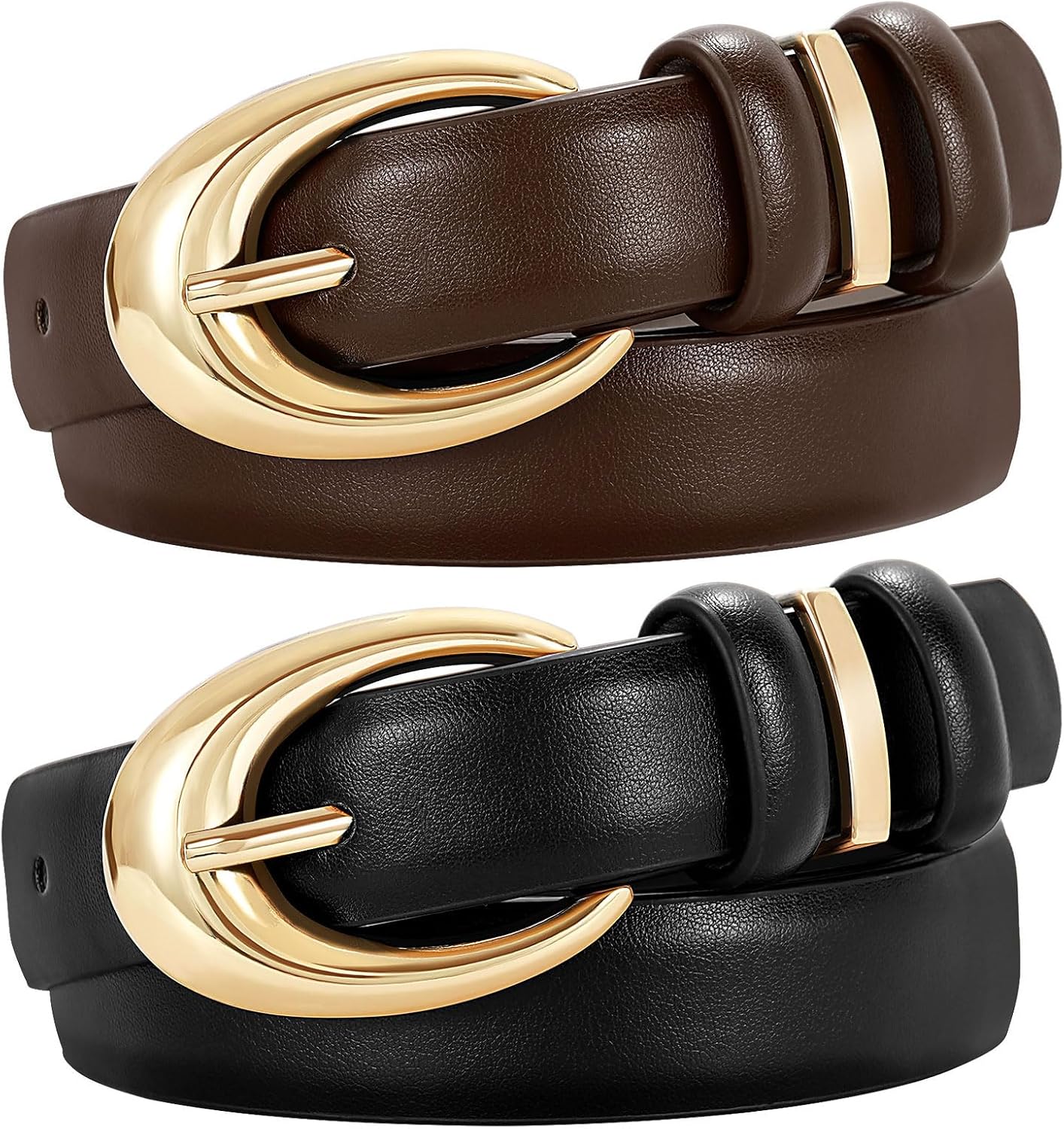 Two-Piece Women’s Faux Leather Belt Set