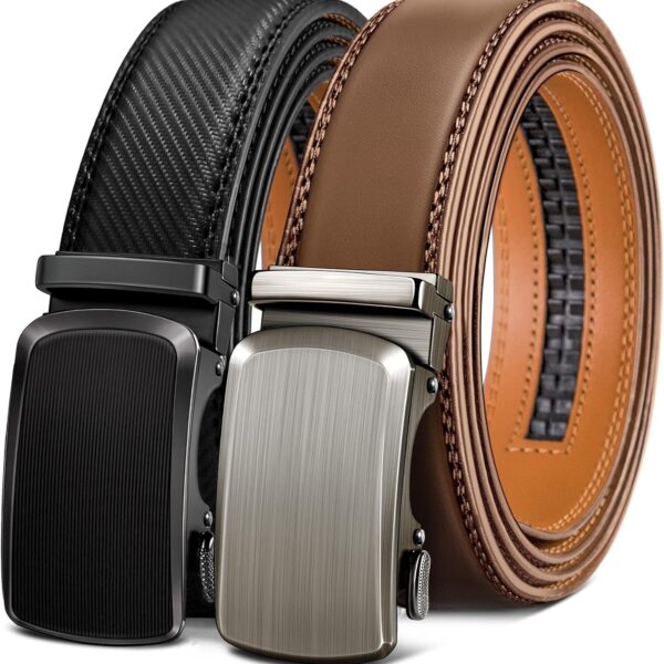 Men’s Two-Piece Ratchet Leather Belt Set
