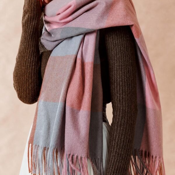 Thick Warm Plaid Blanket Scarf for Women